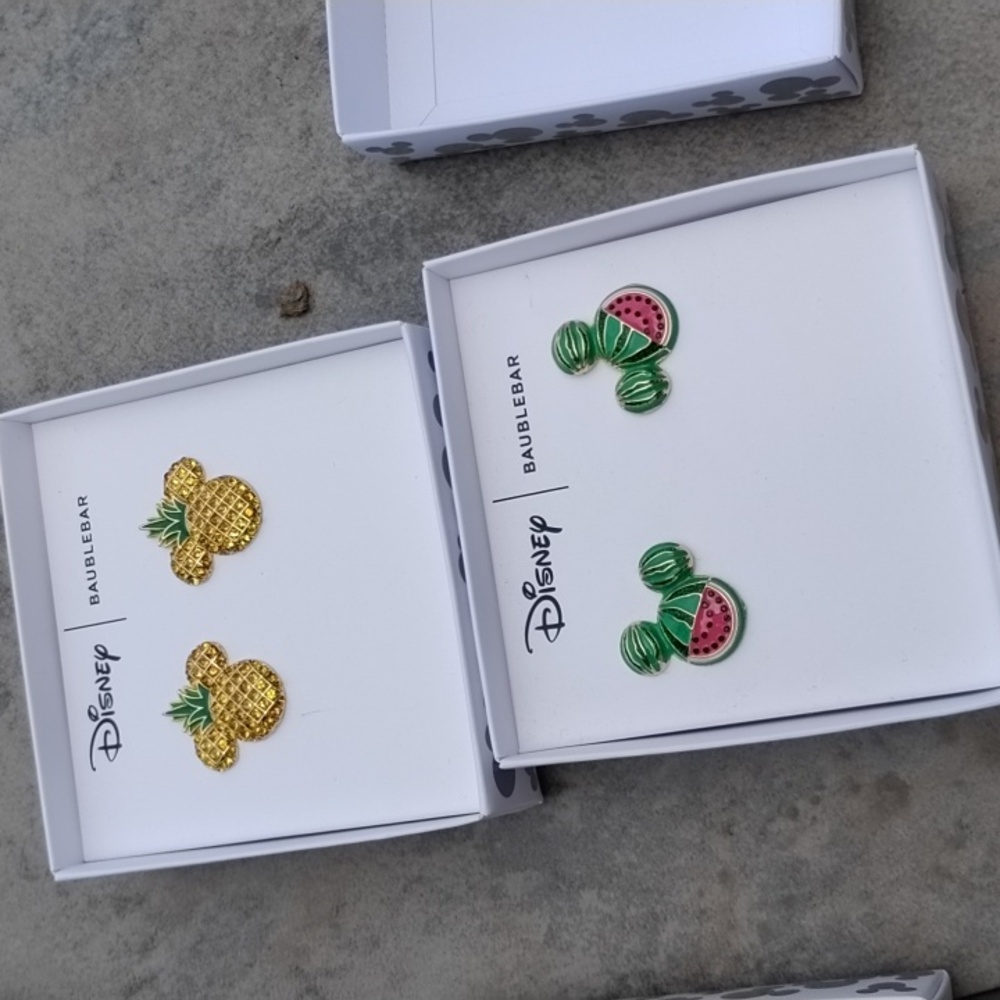 Disney Baublebar Mickey Mouse Watermelon And Pineapple Earrings